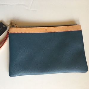 Garuglieri Dusk/Tan Leather Wristlet Clutch NWT